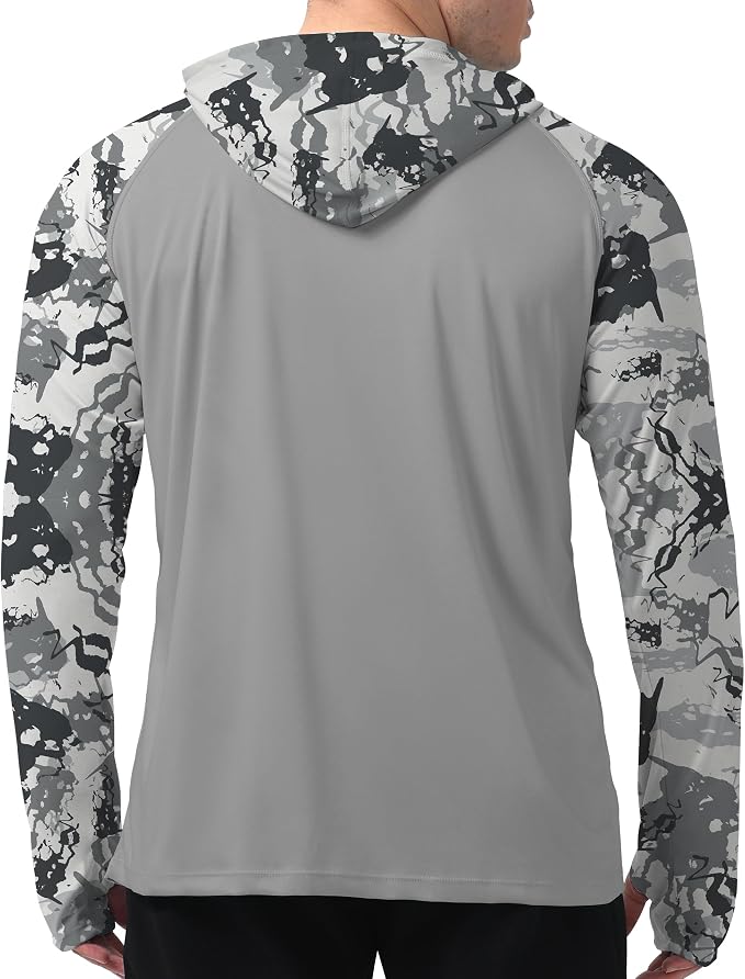Men's UPF 50+ Sun Protection Hoodie Shirt Long Sleeve SPF Fishing Outdoor UV Hiking Lightweight Shirts