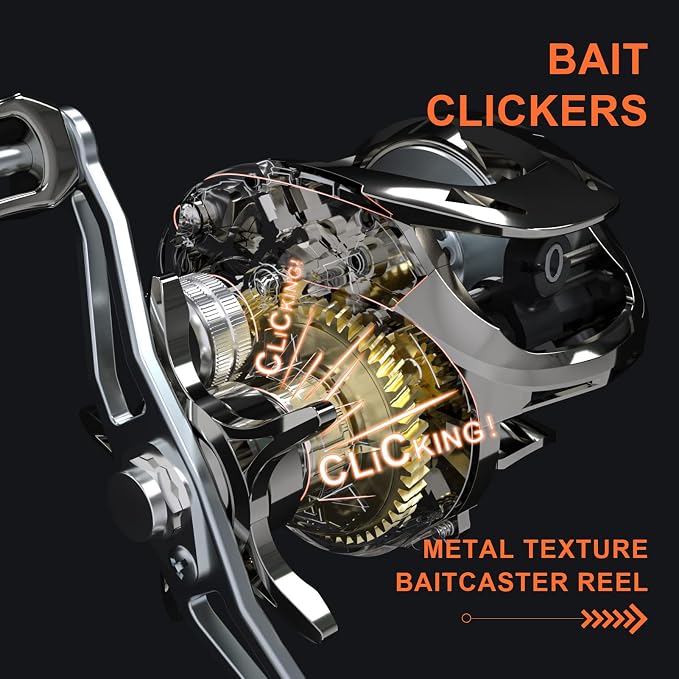 HAUT TON Matel Master Advanced Version Baitcaster reels,6.2:1Gear Ratio,5+1Ball Bearing,Bait clickers,12Lb Drag System Fishing Reels,for Saltwater,Freshwater