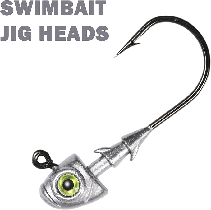 Swimbait Jig Heads Fishing Jigs Swim Bait Jighead with Two Bait Keepers and 3D Eyes 1/8 3/16 1/4 3/8 1/2oz Jigheads Freshwater Saltwater Fishing
