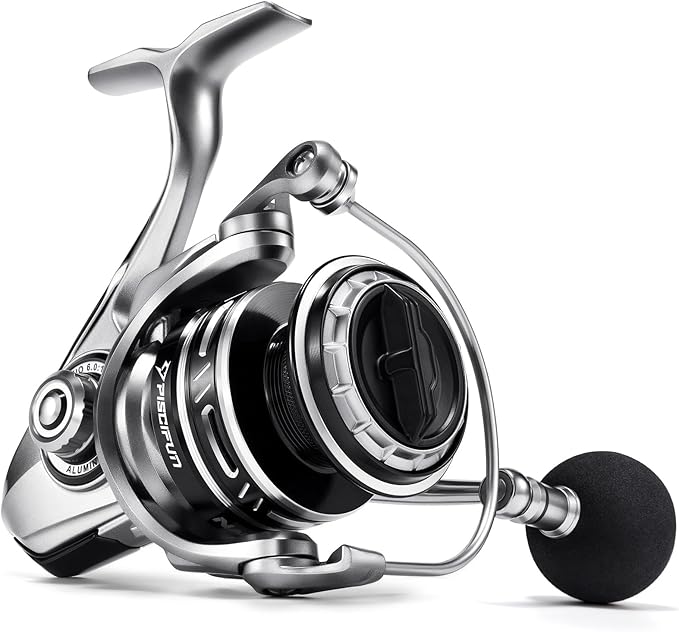 Piscifun NautiX Spinning Reel, Aluminum Spinning Fishing Reel, CNC Aluminum Gear, 33LBs Max Drag, 8+1 Sealed BB, 6.0:1/5.4:1 Gear Ratio, Smooth Powerful Freshwater Saltwater Reel