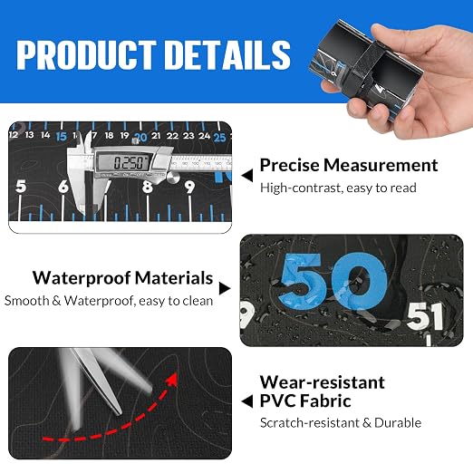 THKFISH 59 * 3.15" Fish Ruler with Measuring Board, Portable Waterproof Roll Up Fish Tape Measure for Boat, Kayak, Yacht and Workbench