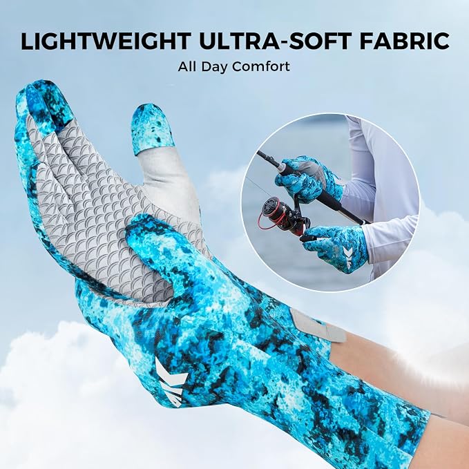 KastKing La Sal Pro Full Finger Fishing Gloves, UPF 50+ Sun Protection Gloves with Convertible Design, Ultralight Microfiber, Ultra-Soft Comfort, FrostWeave Cooling, Enhanced Grip, Four Sizes Options
