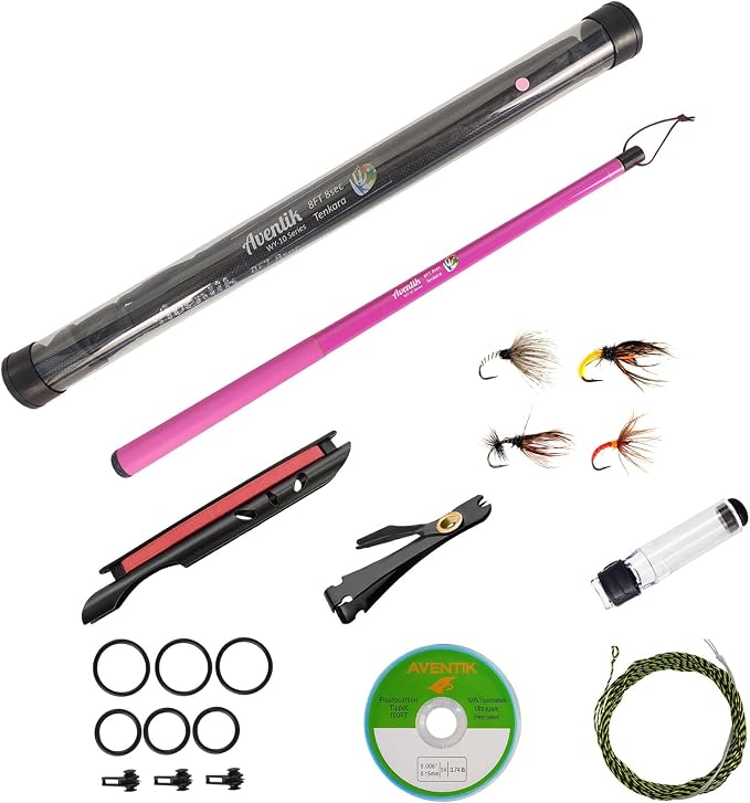 Aventik FreshStart Tenkara Rod in 7ft/8ft,Action 7:3 Complete Beginner Tenkara Rod Kit, 24T Carbon Fiber, Easy to Cast Flexible Durable Lightweight and Compact