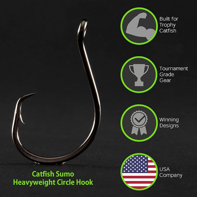 Heavyweight Catfish Hooks - Offset Octopus Circle Hooks - 25 Pack