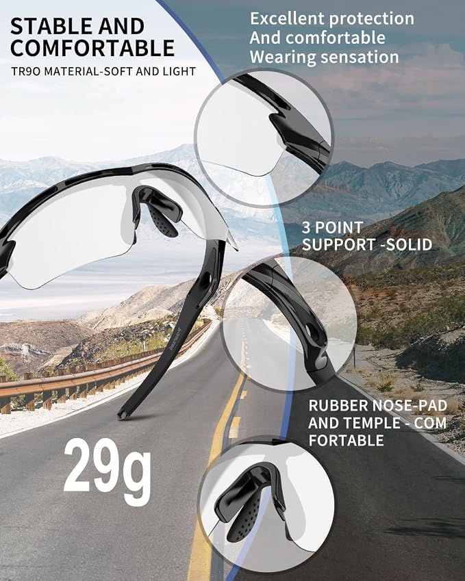 Rosemal Sports Sunglasses Polarized Cycling Sunglasses Running Driving Fishing Hiking for Men Women UV400 TAC TR90