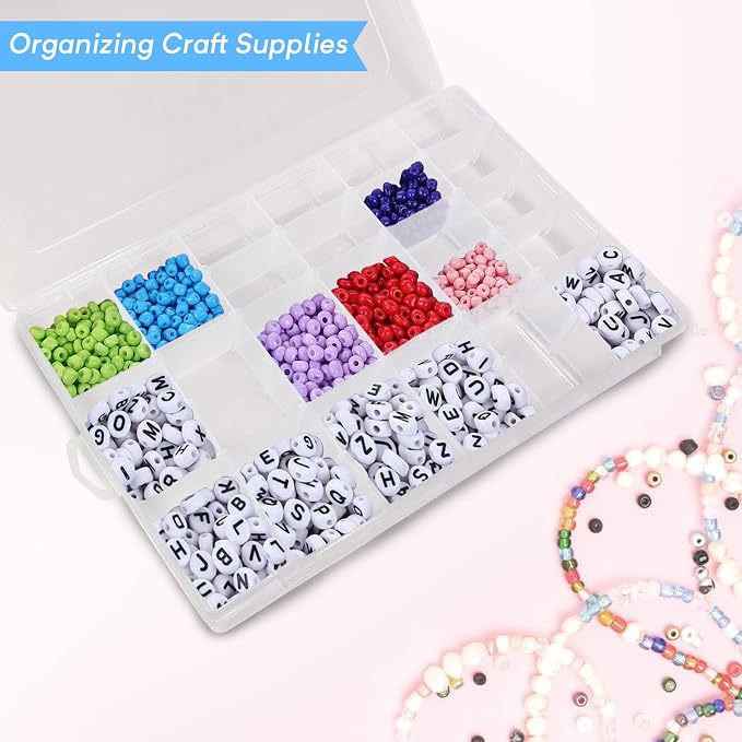 Guyuyii 2 Pack Bead Storage Containers with Adjustable Dividers - for Jewelry Making, Craft Supplies, Fishing Tackle, with 2 Sheets Label Stickers - Compatible with Beads, Earrings, and Small Hardware