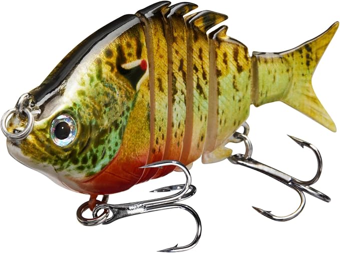 Bassdash SwimPanfish 0.34oz Hard Swimbaits Multi Jointed Topwater Trout Bass Fishing Crank Lure for Freshwater and Saltwater