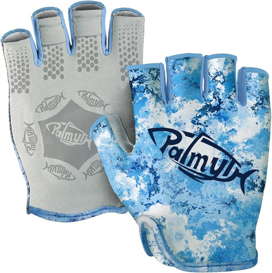 Palmyth Stubby UV Fishing Gloves Sun Protection Fingerless Glove Men Women UPF 50+ SPF for Kayaking, Paddling, Canoeing, Rowing, Driving
