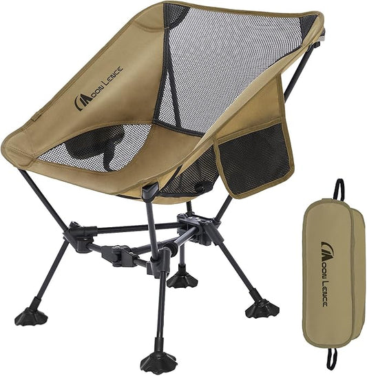 MOON LENCE Portable Camping Chair，Lightweight Backpacking Hiking Chairs,Compact,Foldable,with Anti-Sinking Large Feet for Beach,330 lbs Capacity (Khaki, Standard)