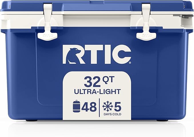 RTIC Ultra-Light 32 Quart Lightweight Hard Cooler, Insulated Portable Ice Chest 13 lbs, 48-Can Capacity, 5-Day Ice Retention, for Camping, Fishing, Beach, Boat, Picnic, Day Trip