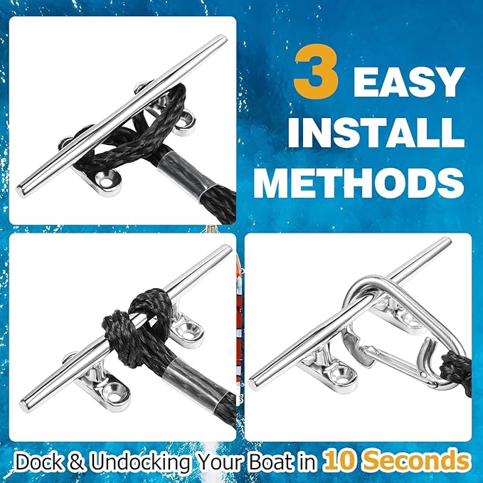 JaunniQir Bungee Dock Lines for Boats 7.2 Feet, 2 Pack Dock Lines with 316 Stainless Clips for PWC, Jet Ski, Kayak, Watercraft, Pontoon, Shock Absorbing Tie Off Downs Boat Mooring Ropes Accessories