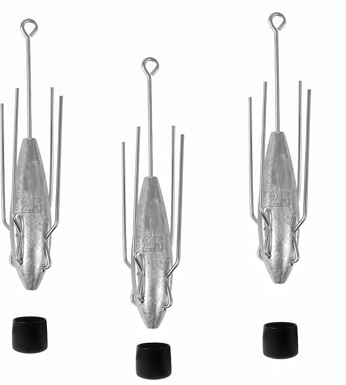 3Pcs Sputnik Sinkers Fishing Weights Sinkers Surf Casting Fishing Sinkers Lead Weights Sinkers Long Tail Fishing Weights Drop Shot Sinkers for Saltwater Catfish Beach Sand Ocean-1oz