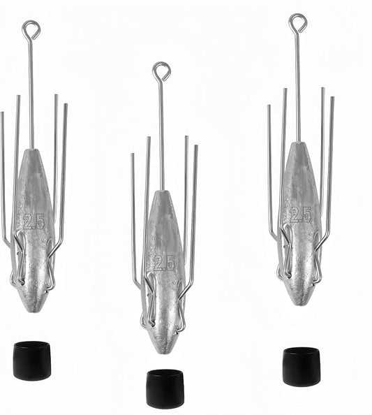 3Pcs Sputnik Sinkers Fishing Weights Sinkers Surf Casting Fishing Sinkers Lead Weights Sinkers Long Tail Fishing Weights Drop Shot Sinkers for Saltwater Catfish Beach Sand Ocean-1oz
