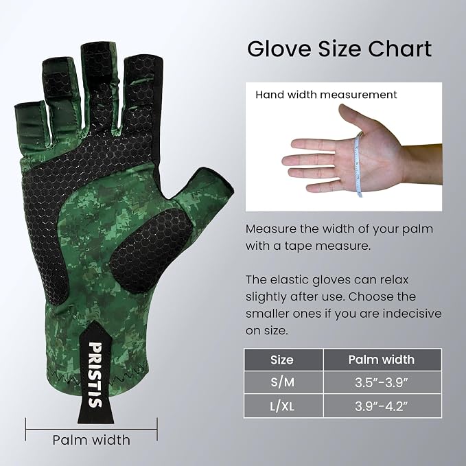 Pristis Half-Finger Fishing Gloves, UPF 50+ Breathable Quick Drying Fingerless Sun Gloves for Women Men, Fly Fishing Hunting Paddling Sailing Kayaking Hiking Canoeing Cycling