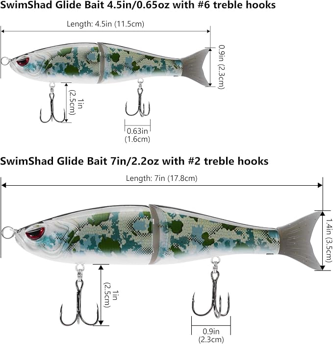 Bassdash SwimShad Glide Baits Jointed Swimbait Bass Pike Salmon Trout Muskie Fishing Lure