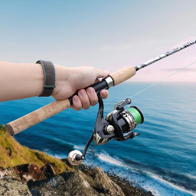 Sougayilang Reel and Fishing Rod Combo, Fiberglass Fishing Pole with Durable P-Cork Rod Handle, Lightweight Graphite Frame