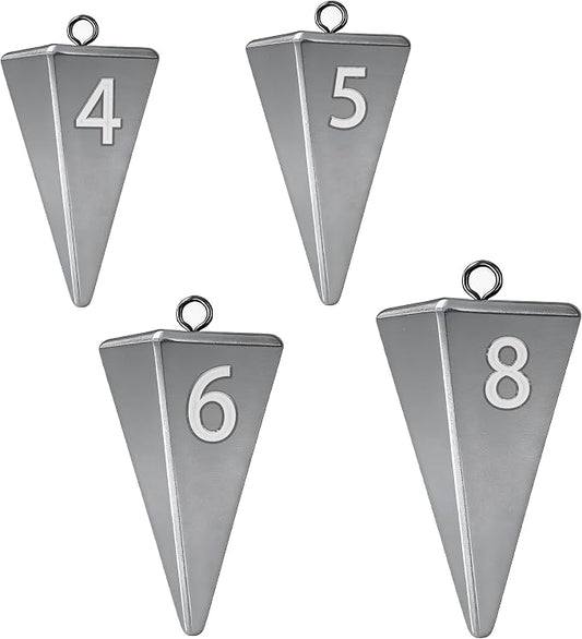 Pyramid Sinkers Fishing Weights, Saltwater Fishing Sinkers for Surf Fishing Gear Tackle - 1oz, 2oz, 3oz