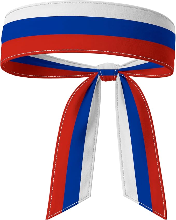 Tie Headband for Women & Men, Flag Patterned Sports Sweatband Head Wrap, Hair Bandana Accessory, 40" x 2.4"