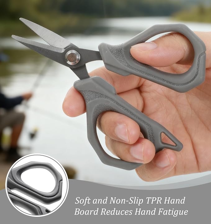 Fishing Scissors for Braided Line, 4" Retractable Braided Fishing Line Cutter Non-Slip Grip Braid Scissors with 27" Retractable Reel Carabiner Design for Easy Carrying Ideal for Saltwater & Freshwater