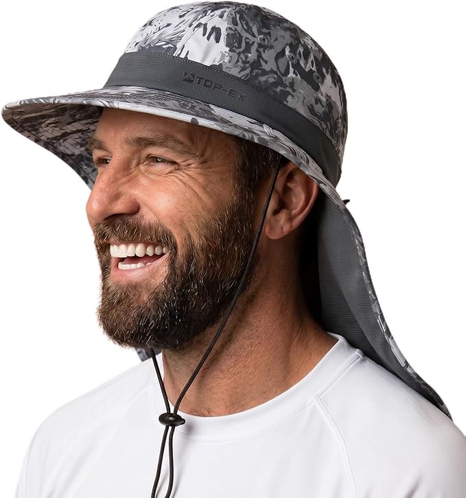 TOP-EX Cooling Sun Hat with Neck Flap – UPF 50+ Wide Brim Breathable Hat for Hiking, Fishing & Big Heads