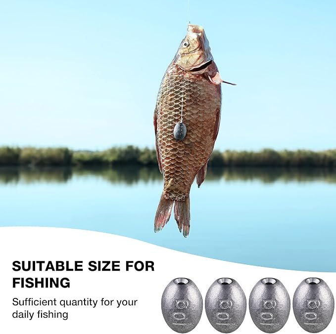 Sumind 20 Pieces Egg Sinkers Fishing Bass Weights Drop Egg Sinker Fishing Bottom Tackle Casting for Olive Freshwater Saltwater, 10g, 3/8oz