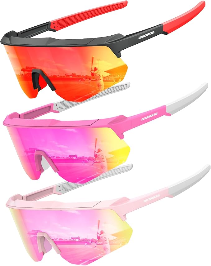 Polarized Sports Sunglasses for Men Women, UV400 Protection Mens Sunglasses Wrap Around Sun Glasses for Cycling Running