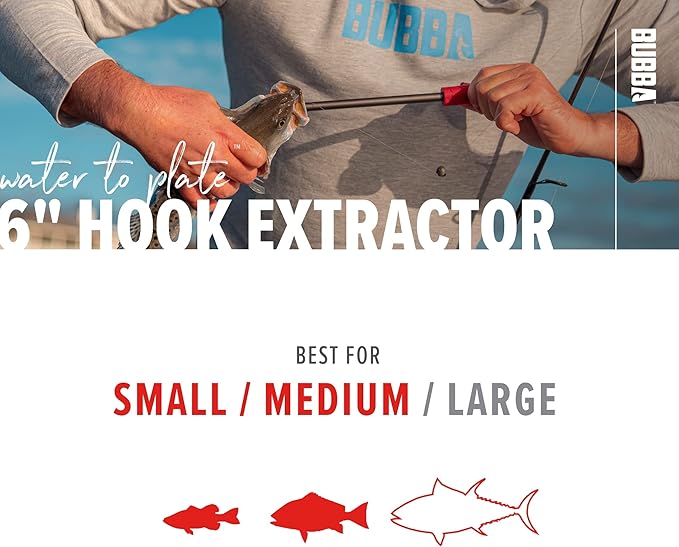 BUBBA Hook Extractor with Non-Slip Grip T-Handle with Marine Grade Stainless Steel Hook Extractor for Fishing and Angling