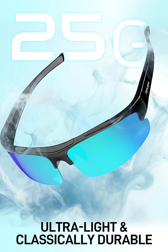 SIPLION Polarized Sunglasses Men Sports: UV400 Protection Anti-Slip Wrap-Around TR90 Frame for Driving Fishing Golf Running