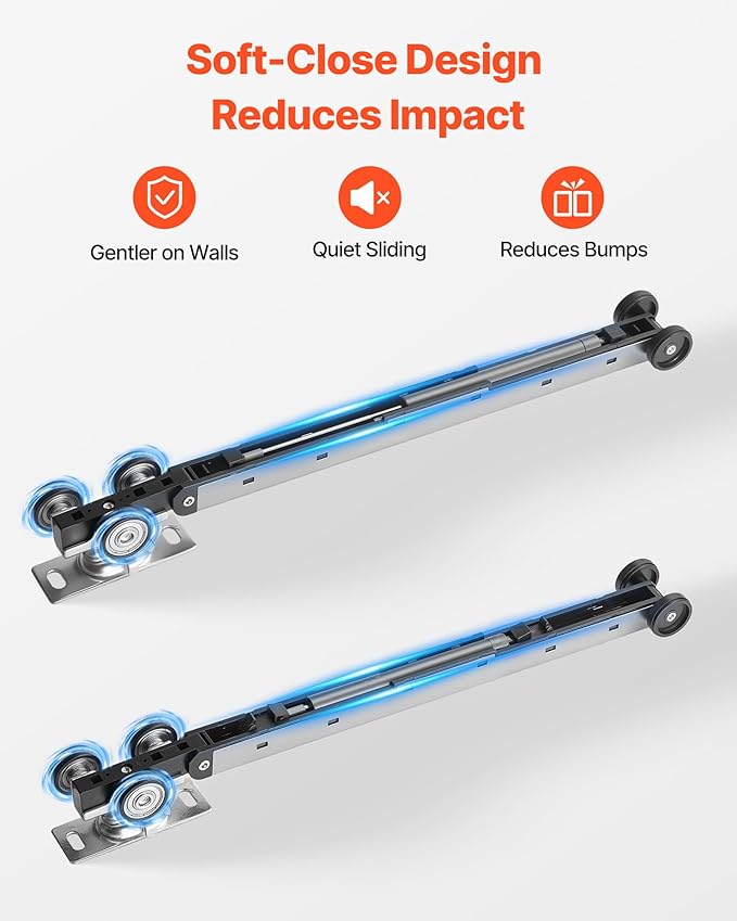 VEVOR Sliding Pocket Door Hardware Track Kit, 56.73" Pocket Door Track Kit with Soft Close Mechanism for Smooth and Quiet Sliding, Easy to Install, for 1" to 1 3/4" Thickness 30" Width Single Door