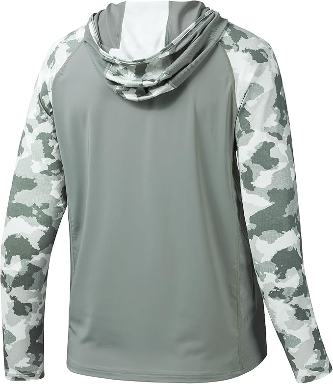 BASSDASH Men’s UPF 50 Performance Fishing Shirt Cooling Hoodie Camo Long Sleeve FS17M