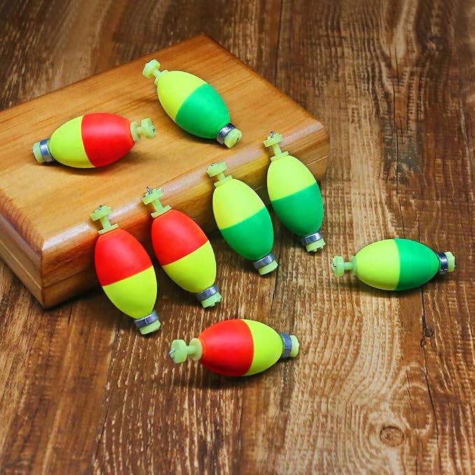 XFISHMAN Weighted-Bobbers-for-Fishing-Floats-Bouy Slip Bobber Fishing Corks Kit Crappie Bluegills Panfish Catfish Hand Made Foam Float 1 Inch 2 in 8-12 Pack