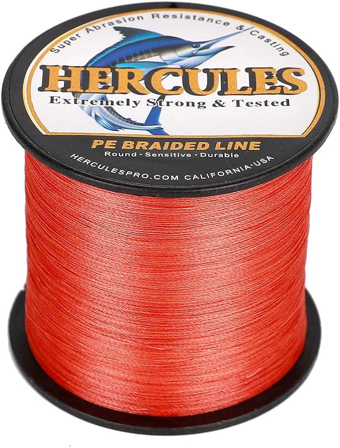 HERCULES Cost-Effective Super Strong 4 Strands Braided Fishing Line 6LB to 100LB Test for Salt-Water, 109/328 / 547/1094 Yards (100M / 300M / 500M / 1000M), Diam# 0.08MM - 0.55MM, Hi-Grade