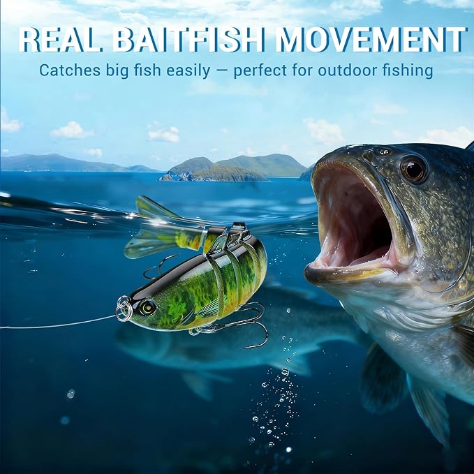 Keenjorika Fishing Lures Multi Jointed Fish Fishing Kits, Slow-Sinking Lifelike Segmented Swimbait Crankbaits, Realistic Swimming Action for Bass, Trout, Pike & Walleye, Freshwater and Saltwater