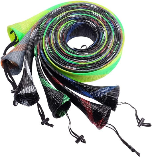 SF Fishing Rod Sock Fishing Rod Sleeve Rod Cover Braided Mesh Rod Protector Pole Gloves Fishing Tools for Spinning Fishing Rod,Casting Rod,Musky Rod, Ice Rod, Fly Rod, Spey Rod
