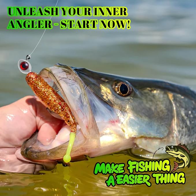 3D Fish Eye Jig Heads, 5 Colors with Lifelike Eyes, Multi Weights, Barbed Fishing Hooks for Walleye Bass Crappie