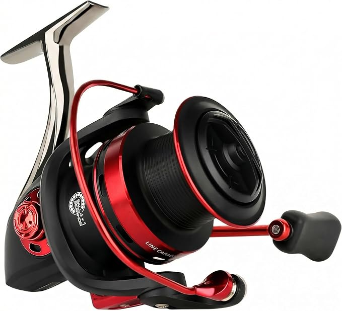 DE-6000 Spinning Reel – 4+1 Precision Ball Bearings, 5.2:1 Gear, Instant Anti-Reverse, CNC Rubber Knob Handle, Forged Aluminum Spool, Reversible Handle – Fresh & Saltwater