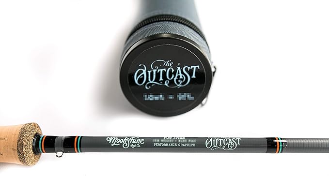 Moonshine Rod Company Fast Action Fly Fishing Rod – Carbon Fiber Graphite Rod with Zippered Travel Case – Drifter II, Vesper, Epiphany ESN, Outcast, Phantom & Rambler Series - 2WT up to 12WT Rods