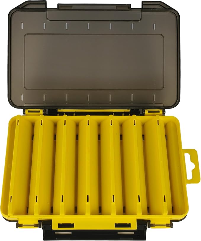 Tackle Box for Hard Baits, Double Sided Hard Lure Storage Case with V Slots Drain Holes, 14 Slots Fishing Organizer for Crankbait Jerkbait Minnow Stickbait (Y1420)
