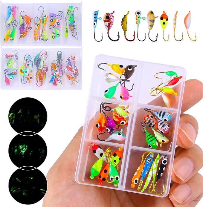 Ice Fishing Jigs Kit Essential Ice Fishing Lures for Beginners to Hook Big Fish and Reel in The Fun!