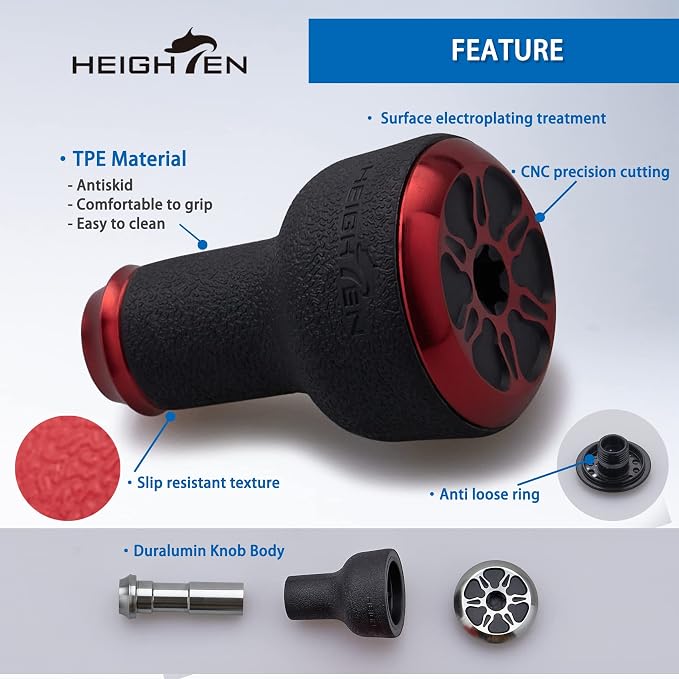 HEIGHTEN 24mm Fishing Reel Handle Knob for Shimano Daiwa Baitcasting Spinning Reel Stradic Vanford Sahara FI Tranx SLX Ballistic Exceler Tatula
