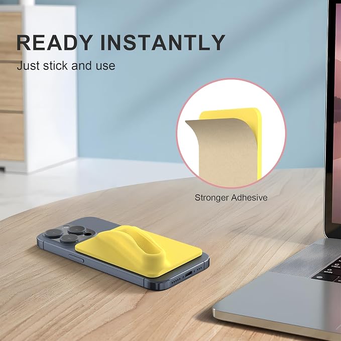 DOB SECHS Silicone Lip Holder for Cell Phone Lipstick Lip Glaze Phone Case Adhesive Back Stick On Holder for iPhone and Android Phones, Yellow