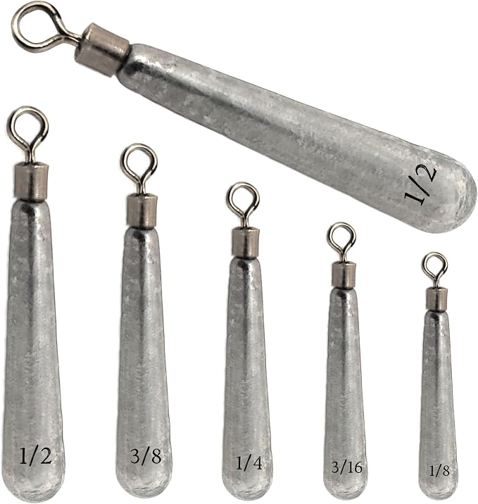 Reaction Tackle Tungsten Drop Shot Weights - Fishing Sinkers for Bass Drop Shot Rig - Size Stamped - Freshwater and Saltwater