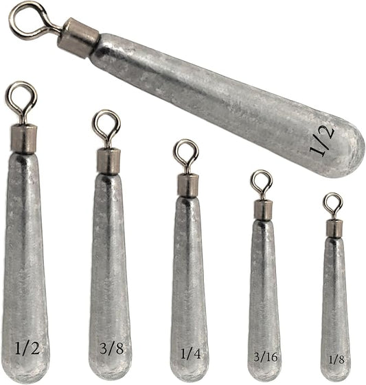 Reaction Tackle Tungsten Drop Shot Weights - Fishing Sinkers for Bass Drop Shot Rig - Size Stamped - Freshwater and Saltwater