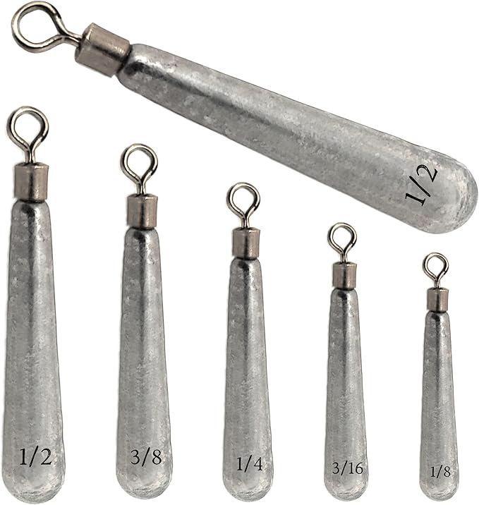Reaction Tackle Tungsten Drop Shot Weights - Fishing Sinkers for Bass Drop Shot Rig - Size Stamped - Freshwater and Saltwater