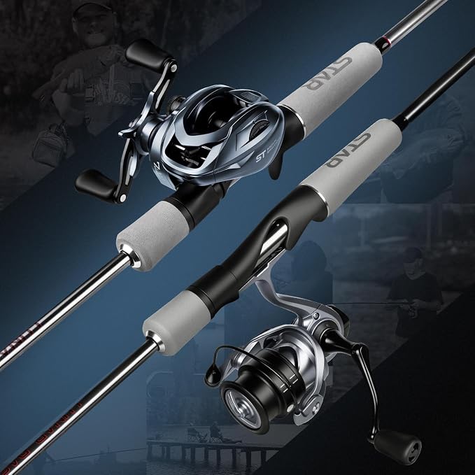 Ghosthorn Fishing Rod and Reel Combo Baitcaster Spinning Combo with EVA Handle Fishing Poles and Reels Combo with Fishing Rod Sleeve Fishing Pole Stainless Steel Guides Ceramic Rings for Men Women