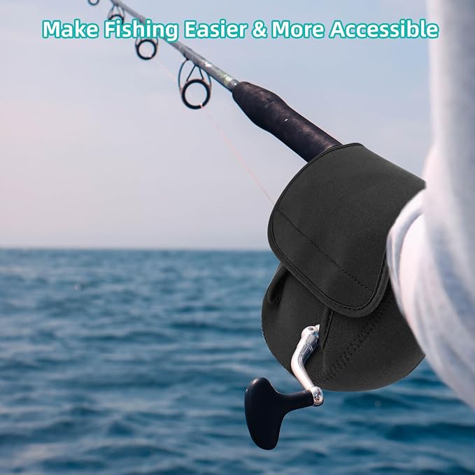 Neoprene Spinning Reel Cover Waterproof & Shockproof Fishing Reel Protective Case Breathable Casting Reel Cover Right/Left Hand Universal Reel Pouch Fits 1000-3000 Series Spinning Reels (S)