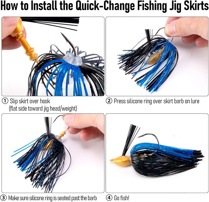 Dr.Fish 15 Pack Replacement Jig Skirts 88-Strands Silicone Fishing Umbrella Skirts Quick Change for Spinnerbaits Bass Jig Lures Making Accessories