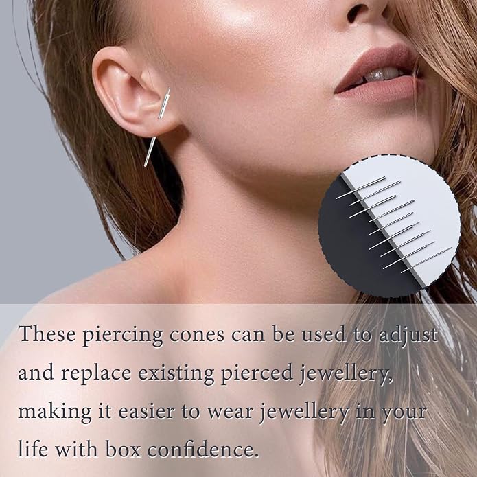 14G 16G 18G 20G Piercing Taper Piercing Ball Grabber Tool Stainless Steel Flat Back Earring Applicator Tool Threadless Insertion Pin Curved Body Piercing Kit for Ear/Nose/Navel/Lip/Eyebrow