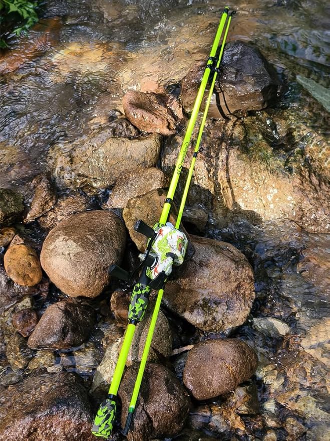 Sougayilang Casting Fishing Rod Reel Combo, 6ft High Carbon Ultralight Fishing Pole, Slow Speed 3.9:1 Gear Ratio Baitcaster Reel, Complete Freshwater Kit for Trout Bass Panfish Stream Fishing(2 packs)