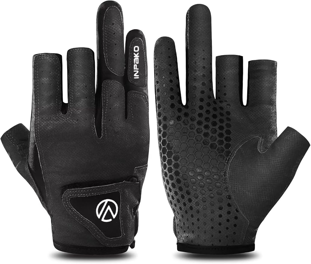 Fishing Gloves 3 Fingerless,Abrasion Resistant, Anti-Slip,Lightweight Breathable for Men Women,Ideal for Lure Fishing